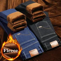 Marque automne hiver chaud flocage Denim doux homme activités polaire ligne hommes jean noir bleu gris couleurs 2
