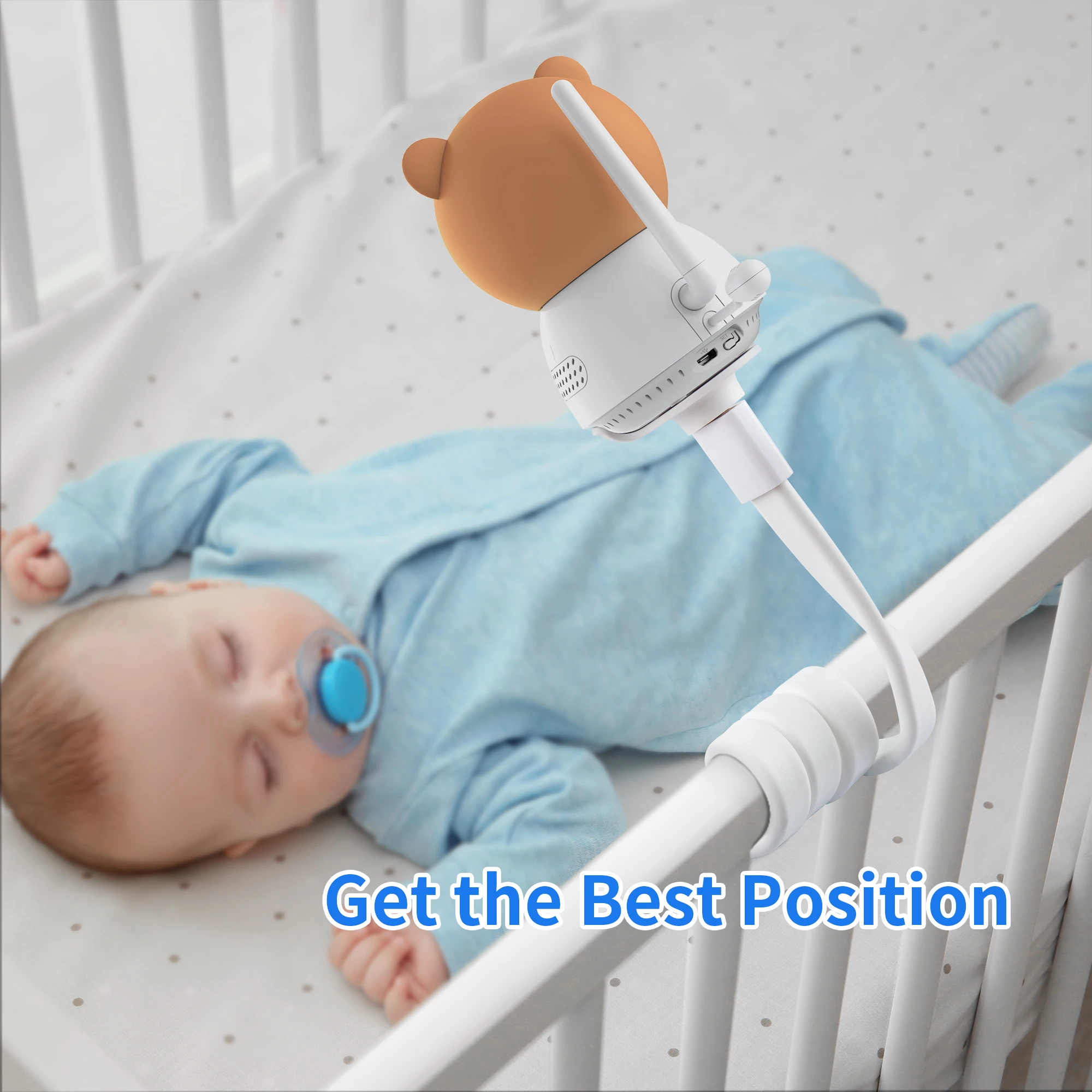 KAWA Baby Monitor Mount with Base Combo Attaches to Crib Frames (Only include the crib stand and base, not include the camera) flexible clip clamp mount with base for philips avent video baby monitor camera holder clip to crib cot shelves or furniture