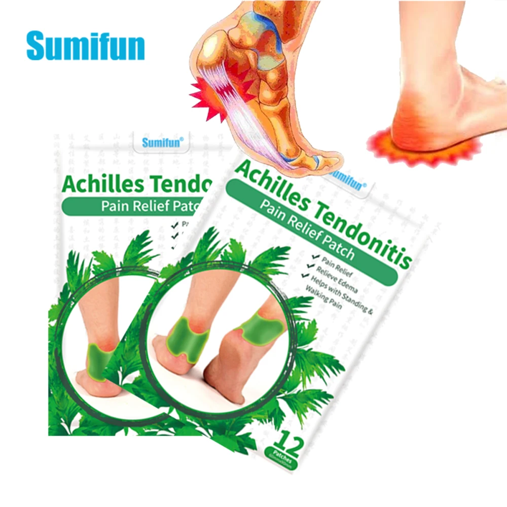 12pcs Sumifun Achilles tendinitis pain relief patch foot plantar spur ache plaster ankle sprain heel painkiller massage sticker