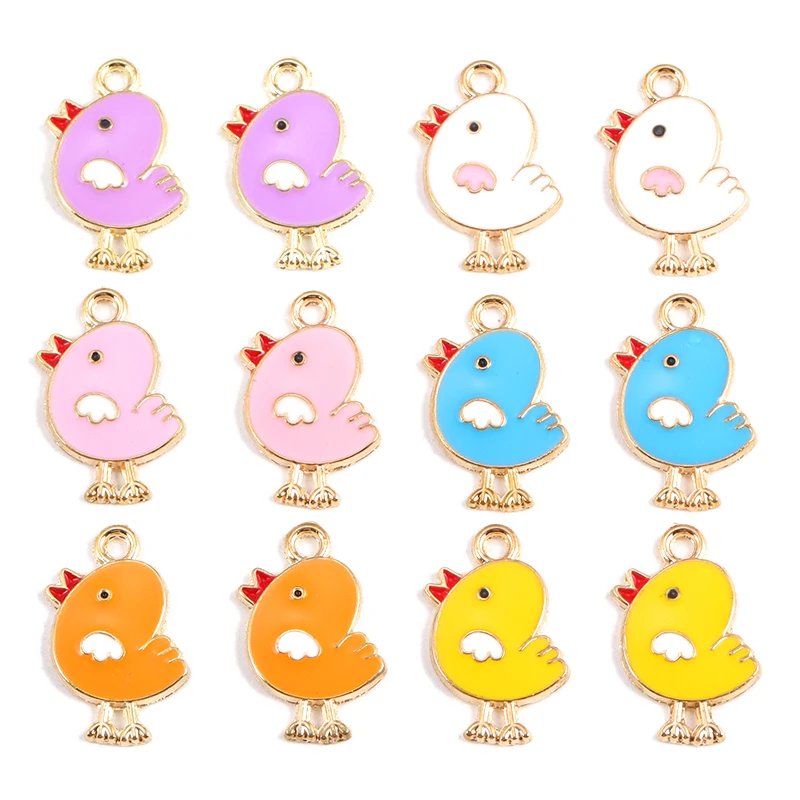 

15Pcs 21*13MM Cute Cartoon Enamel Alloy Chick Charm Fun Pendant DIY Necklace Keychain Bracelet Jewelry Making Accessories Gifts