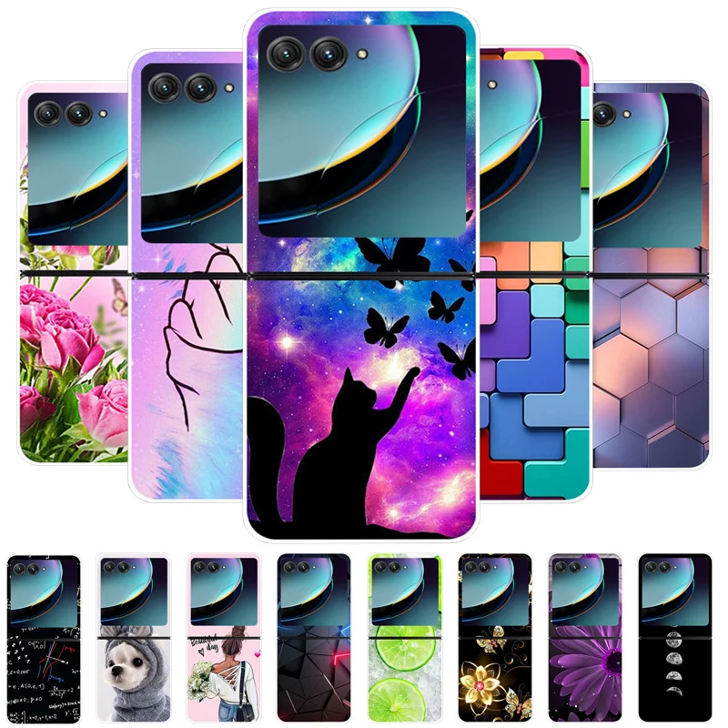 Per Motorola Razr 40 Ultra Phone Case Flower Painted Clear Plastic Pc Cover Posteriore Rigida Per Moto Razr 40 Ultra Case 40 Ultra 6.9"