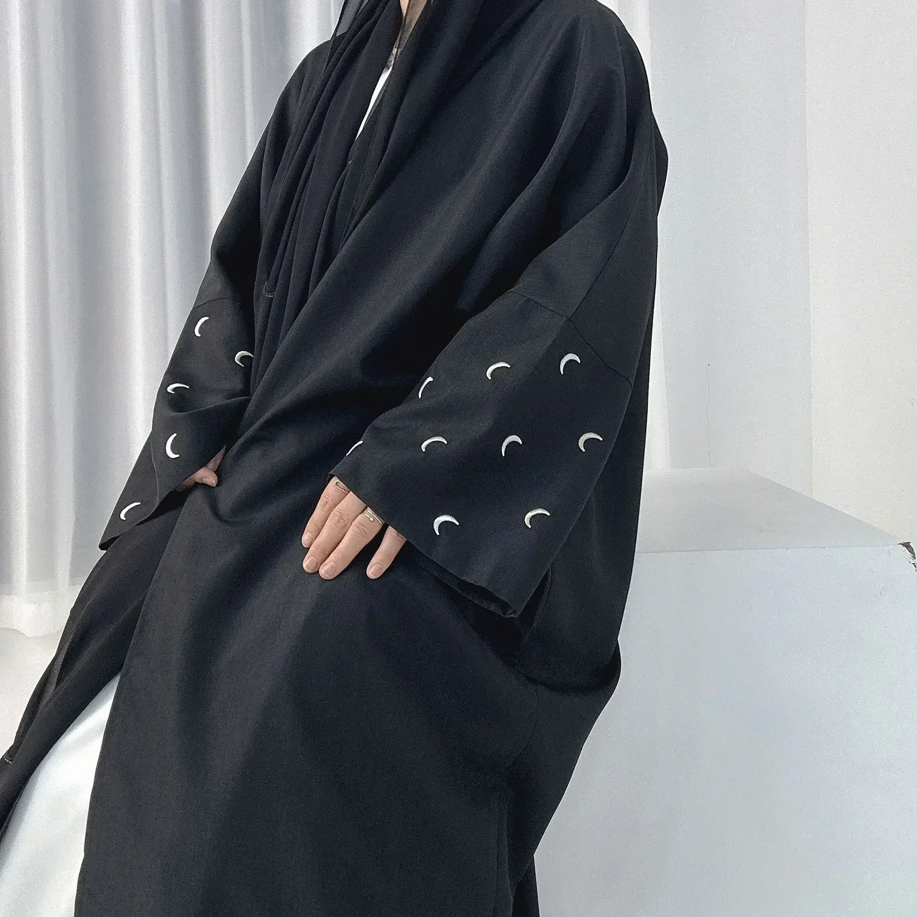 Open Abayas for Women Dubai Plain Black Cotton Linen Abaya Kimono Turkey Muslim Hijab Dress Islamic Outfit Kaftan Femme Musulman