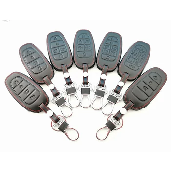 현대 소나타 넥소 DN8 산타페 TM 투싼 NX4 스타리아 로닉 2020-2021 3 4 5 6 7 8 버튼 100% 가죽 열쇠 고리 케이스 커버