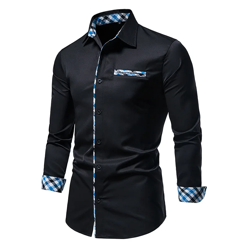 

New Men's Long Sleeve Button Shirt Embroidery Dress Slim Personality Top Korean Fashion Street Fashion Designer