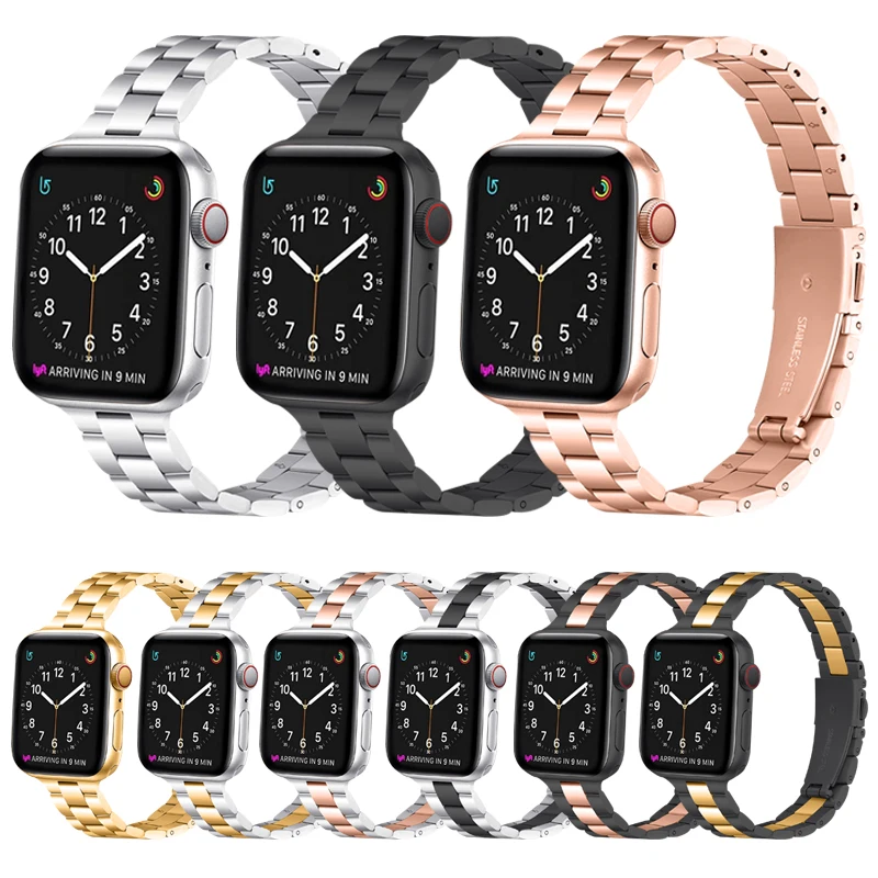 Металлический ремешок совместимый с Apple Watch Band 38 мм 40 41 44 42 45 браслет из