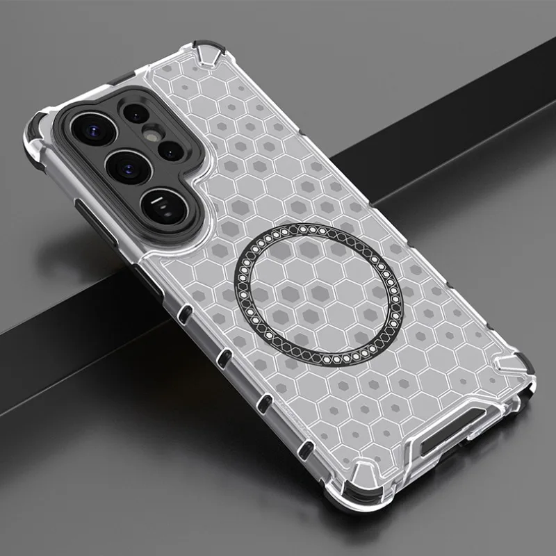 Magnetic Crystal Honeycomb Shockproof Soft Shell Case with Mag-safe Compatibility