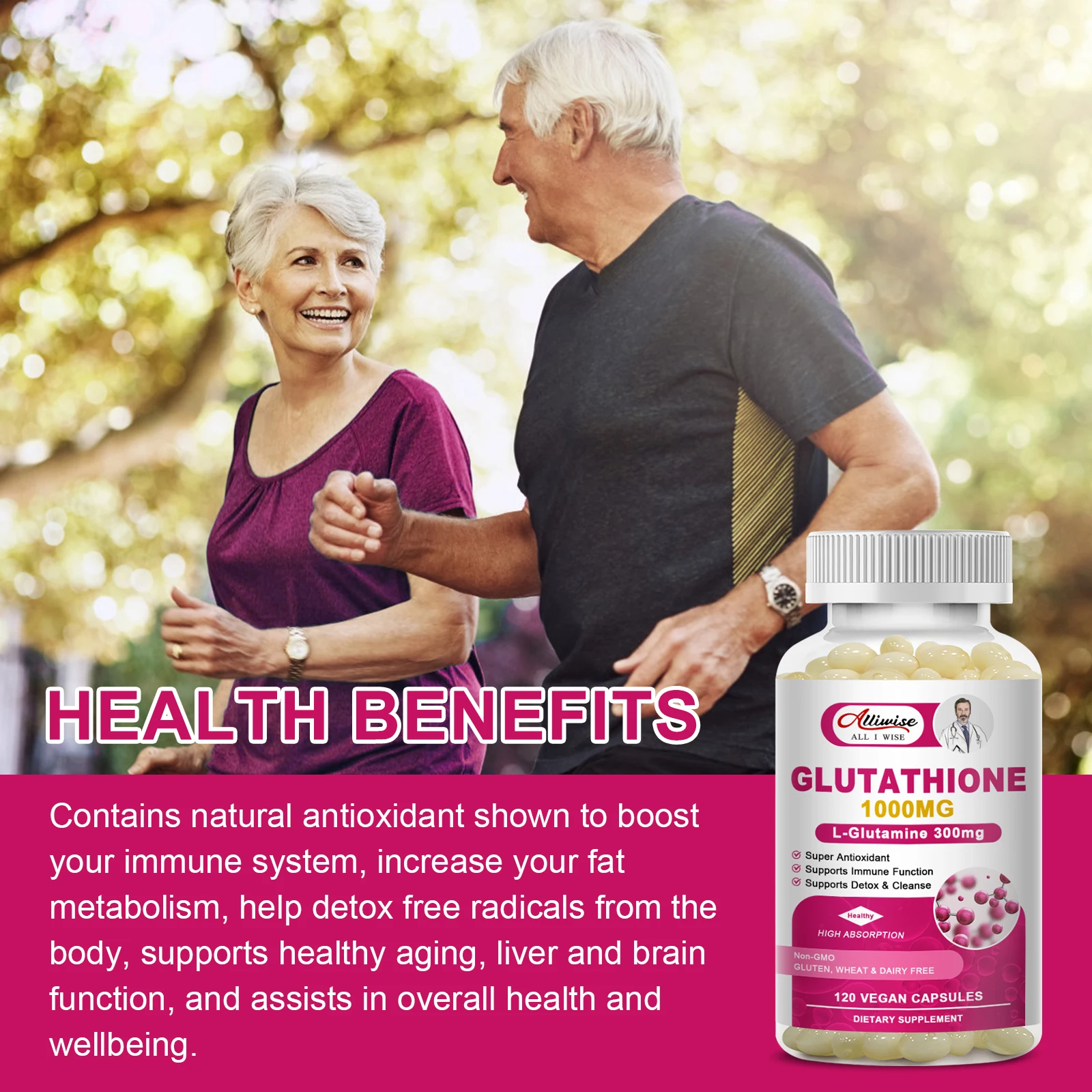 Alliwise Glutathione Supplement Liver Detox & Milk Thistle Lipoic Acid Liver Detox Cleanse Immune Glutathione Skin Care
