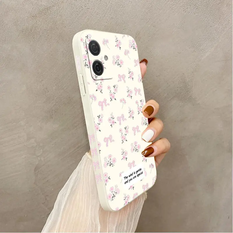 G54 Pink Flowers Silicone Phone Case For Motorola Moto G42 G54 G100 G52 G53 G14 G22 G24 G72 G34 G50 G9Plus G8Play G84 Cover phone case phone protector cover