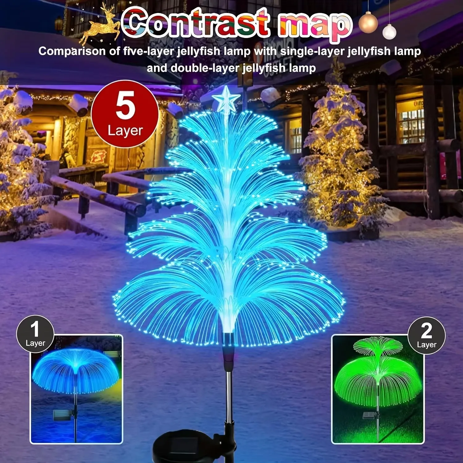 Solar Lights 5 Layer Jellyfish Lights 7 Colors Changing Outdoor Waterproof Landscape Garden Decoration Lawn Yard