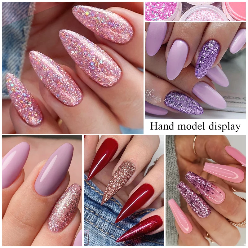 MEET ACROSS Glitter Dipping Powder Nail Kit Dipping Nail Powder System Set Natural Dry Art DIY Decoration Manicure