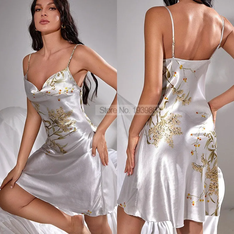 Chic Cherry Satin Robe & Nightgown Set - Women's Luxurious Summer Loungewear