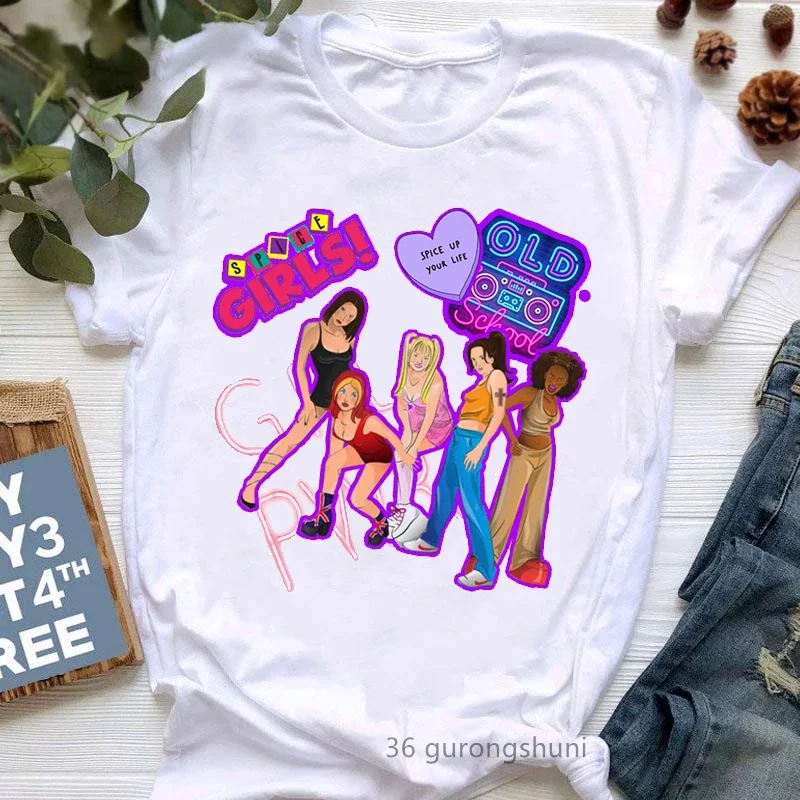 Cool Spice Girls T-Shirt Women T Shirt Maiden Tops Letters Print Graphic Tee Shirt Femme Streetwear 90s Tumblr Clothes 3