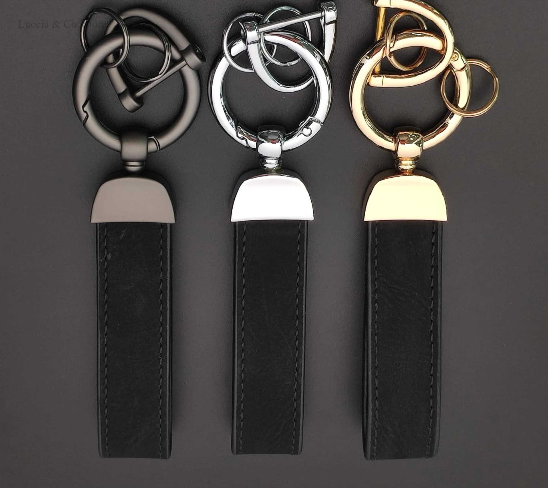 Personalized Crazy Horse Leather Car Ornament Keychain Pendant Charm Gift