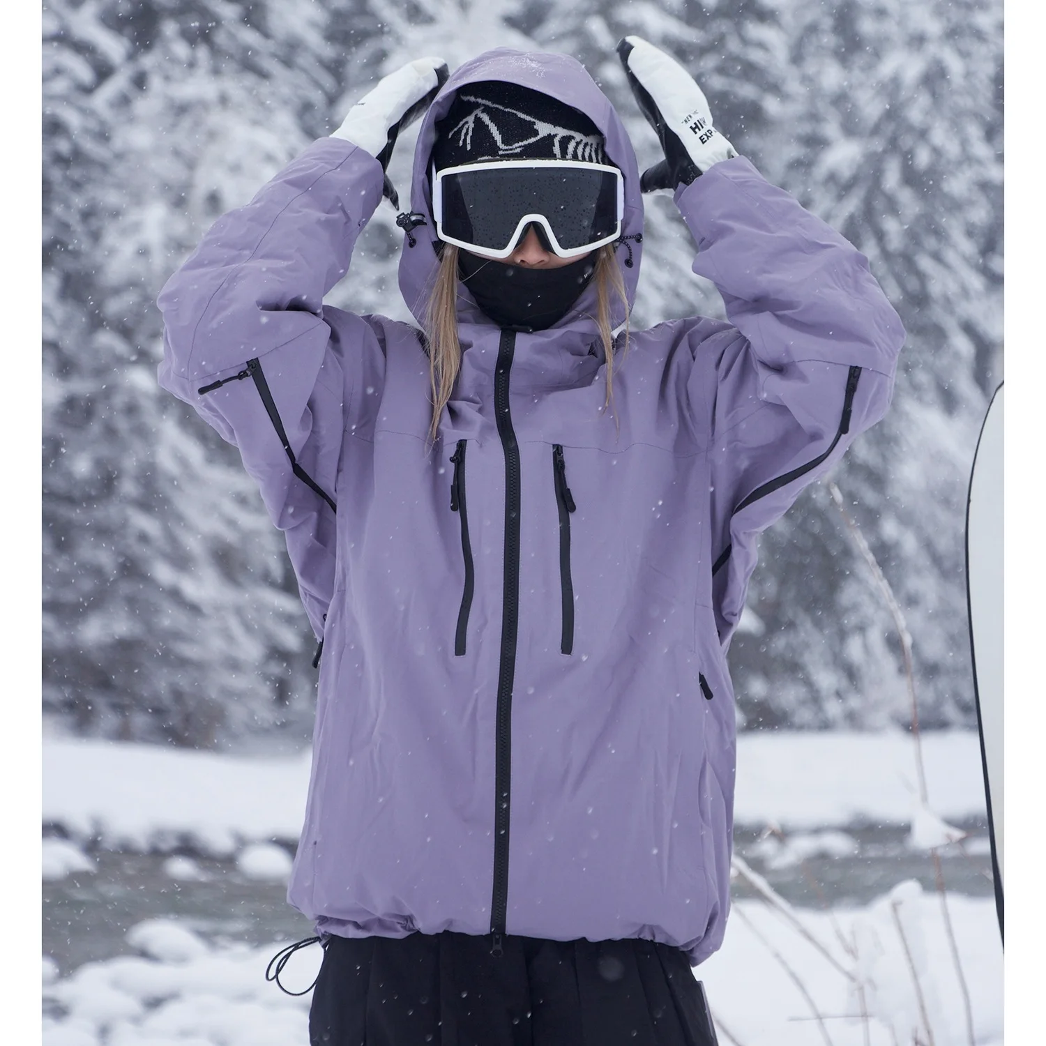 Winter Ski Jacket for Women Men 3L Snowboard Clothing Waterproof Windproof Warm Breathable Outdoor Snow Wear Ski Coat Hooded 3