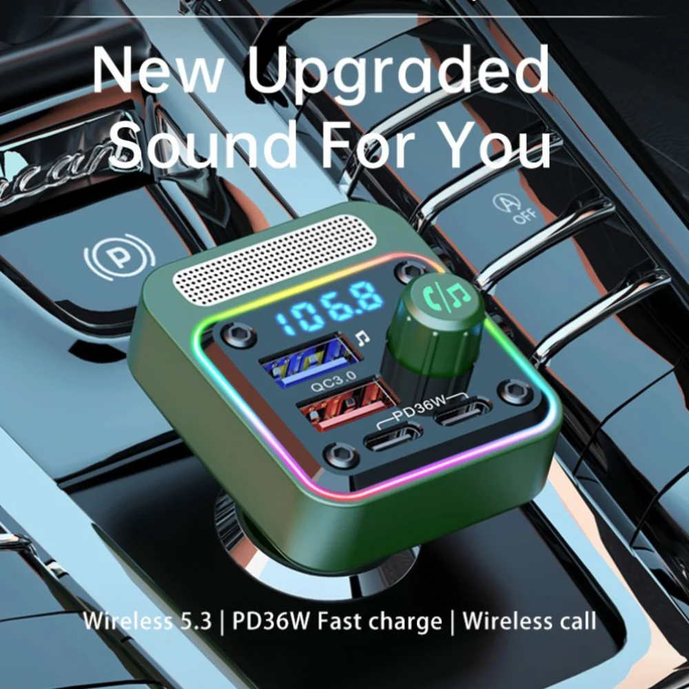 Bluetooth 5 3 FM Transmitter Car MP3 U Disk Player Plug and Play Wireless Handsfree Car