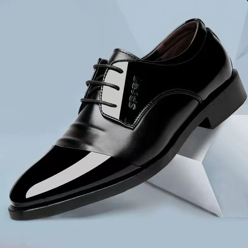 Zapatos de cuero para zapatos de vestir de brillantes con punta puntiaguda para jóvenes, con cordones para trabajar la 2022| | - AliExpress