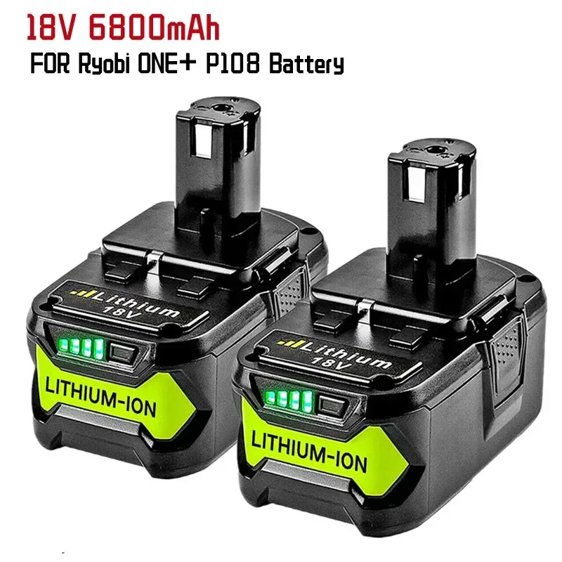 

Battery for Ryobi 18V 6800mAh High Capacity Lithium Battery for Ryobi ONE or P102 p103 P104 P105 P107 Cordless Power Tools