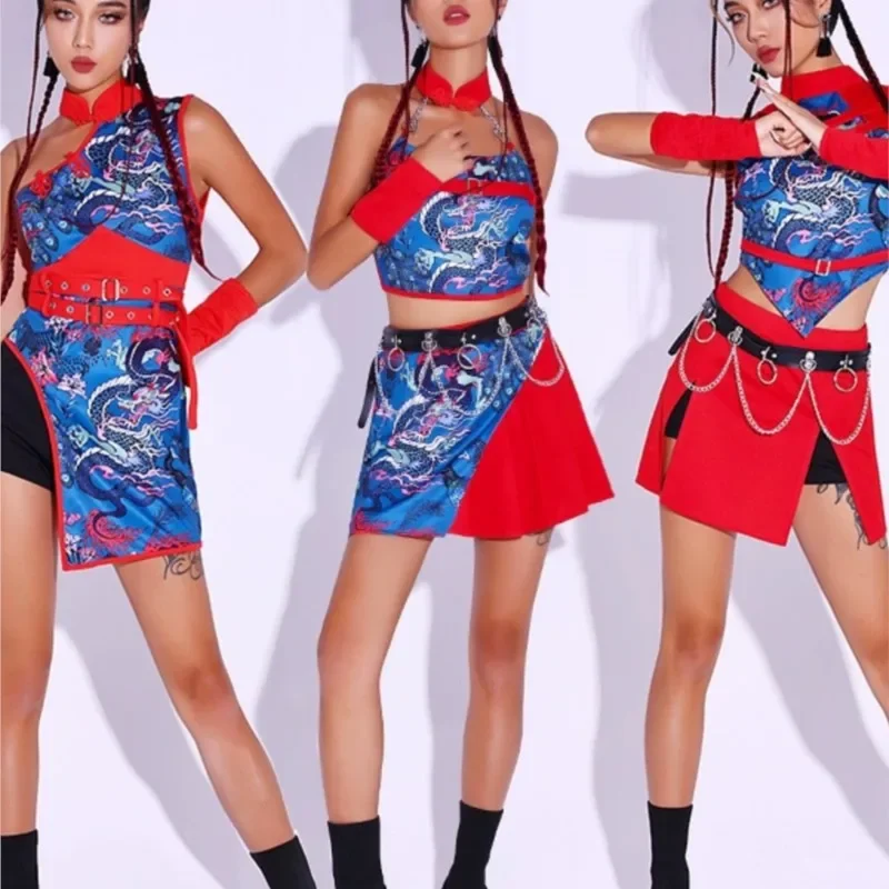 

Women's Team Performance Costume Korean Dance Group Jazz China-Chinese Style Stage Wear Bar