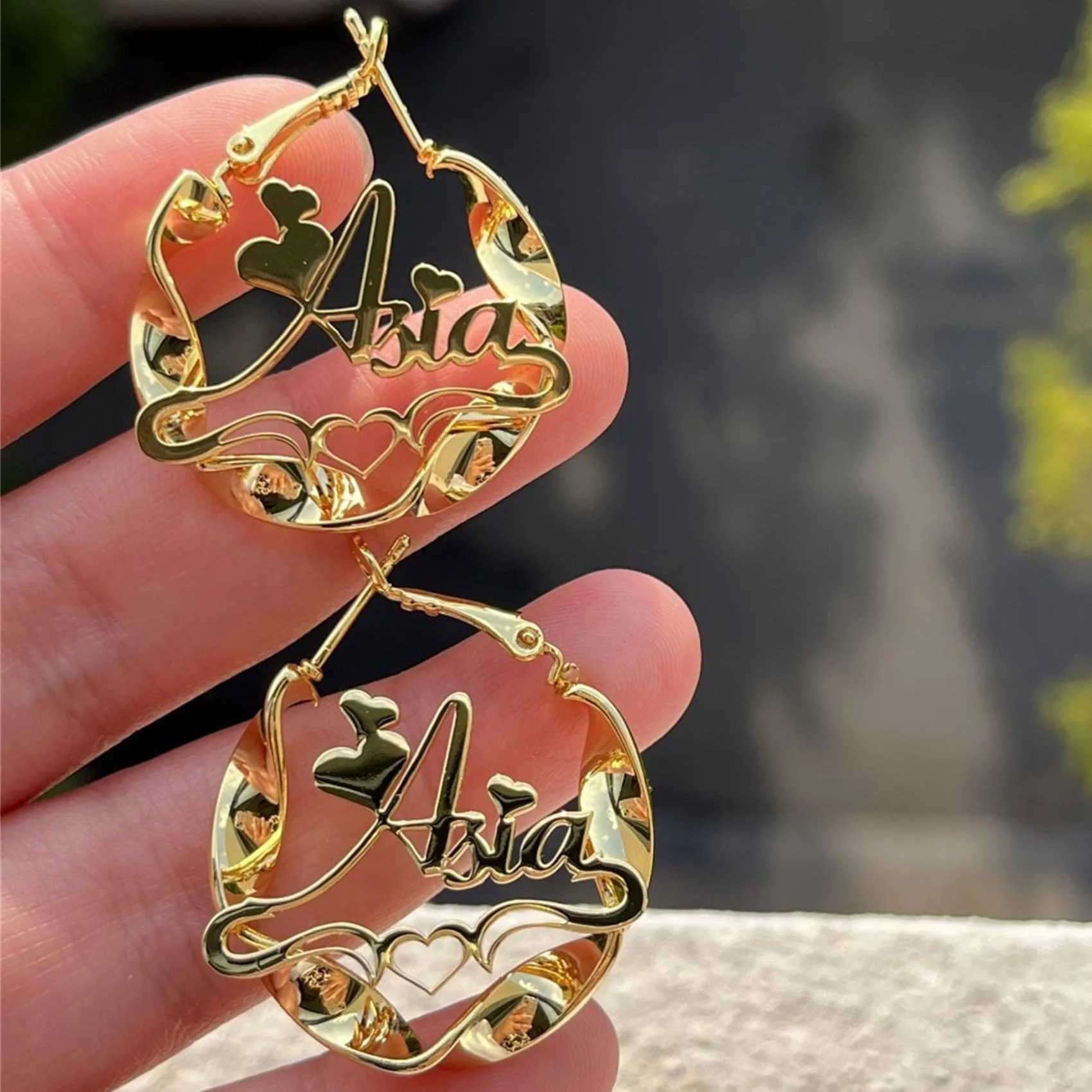 Customized Name Earrings 30mm Personalized Letter Hoop Earrings Mini Twist Names Earrings Custom Name Earrings for Women Gift
