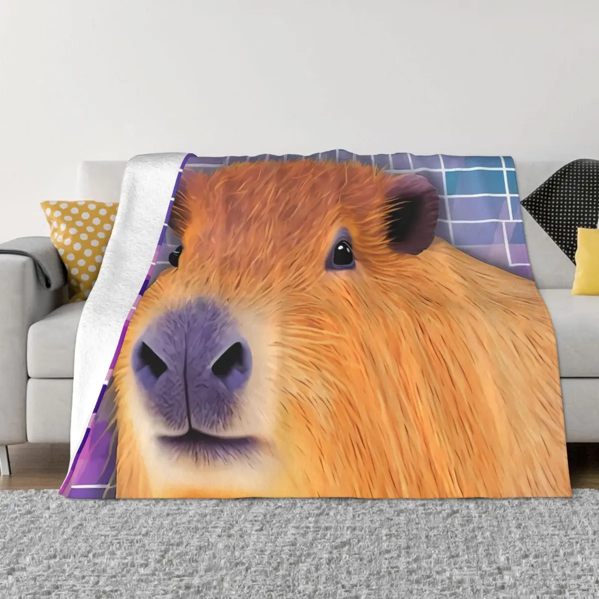 

Capybara Cute Animal Blanket Flannel Meme Techno Cozy Soft FLeece Bedspread