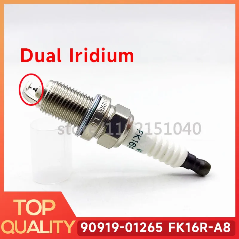 Dual Iridium Spark Plugs 4pcs /lots 90919-01265 FK16R-A8 for Toyota YARIS PRIUS C 1.5 Hybrid NHP10 NHP130 9091901265 FK16RA8