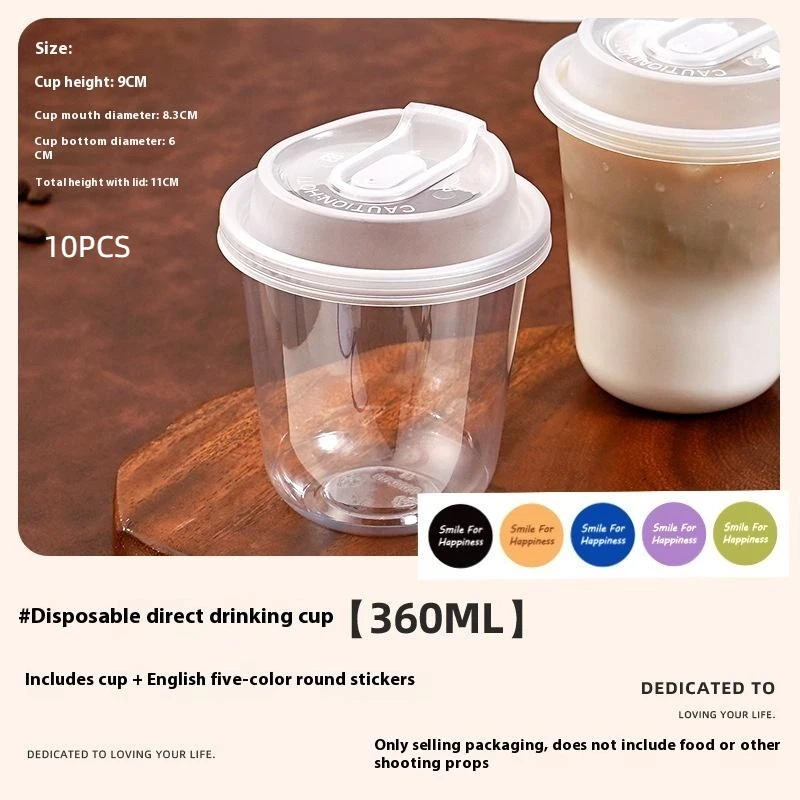 SUSU 10-Pack Disposable Sip-Lid Cold Drink Cups