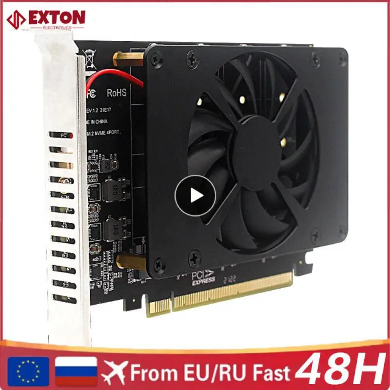

PCIe адаптер PCI-E X16 NVME M.2 M Key SSD RAID адаптер материнской платы Array PCI-E разделенная карта 4 SSD с охлаждающим вентилятором