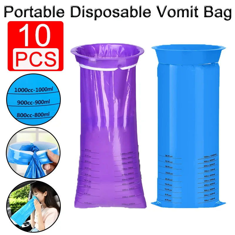 10 PCS Portable Vomit Bags Urine Bag Disposable Travel Car Airplane Motion Sickness Nausea Vomit Bag