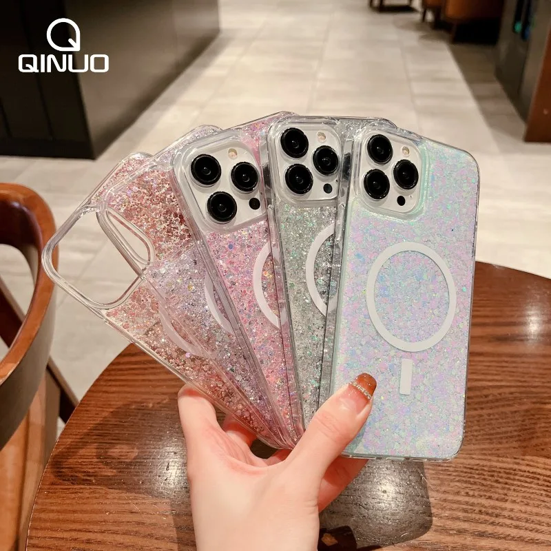 Bling Sparkly Glitter Case For Magsafe Wireless Charging Cases