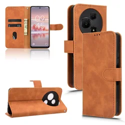 PU Leather Wallet Flip Stand Card Holder Case Cover for TCL 60 NXTPAPER (Orange)