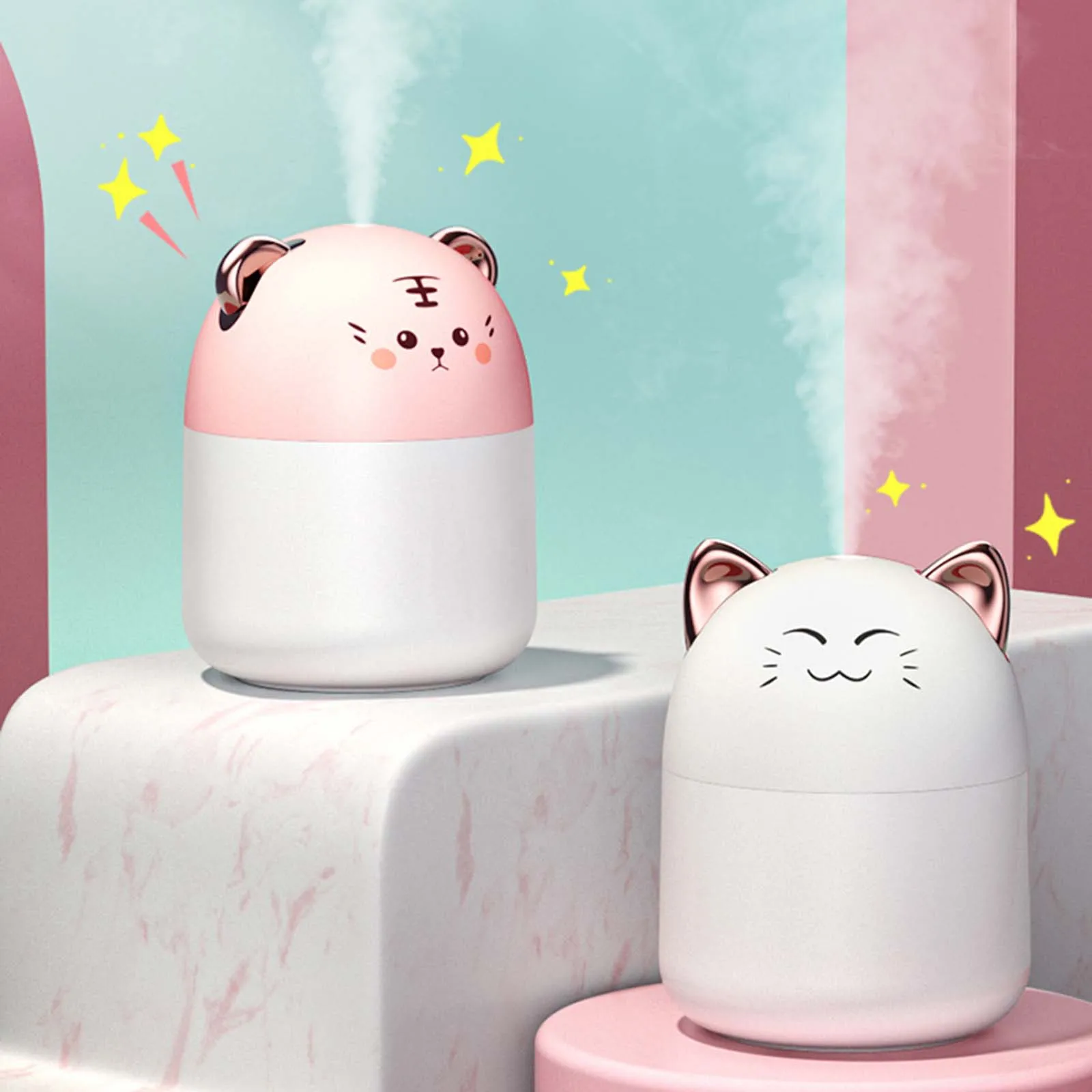 250ml Cute Air Humidifier Cool Mist Spray with Light Mini USB Car Air Humidifier Purifier Aromatherapy for Car Home