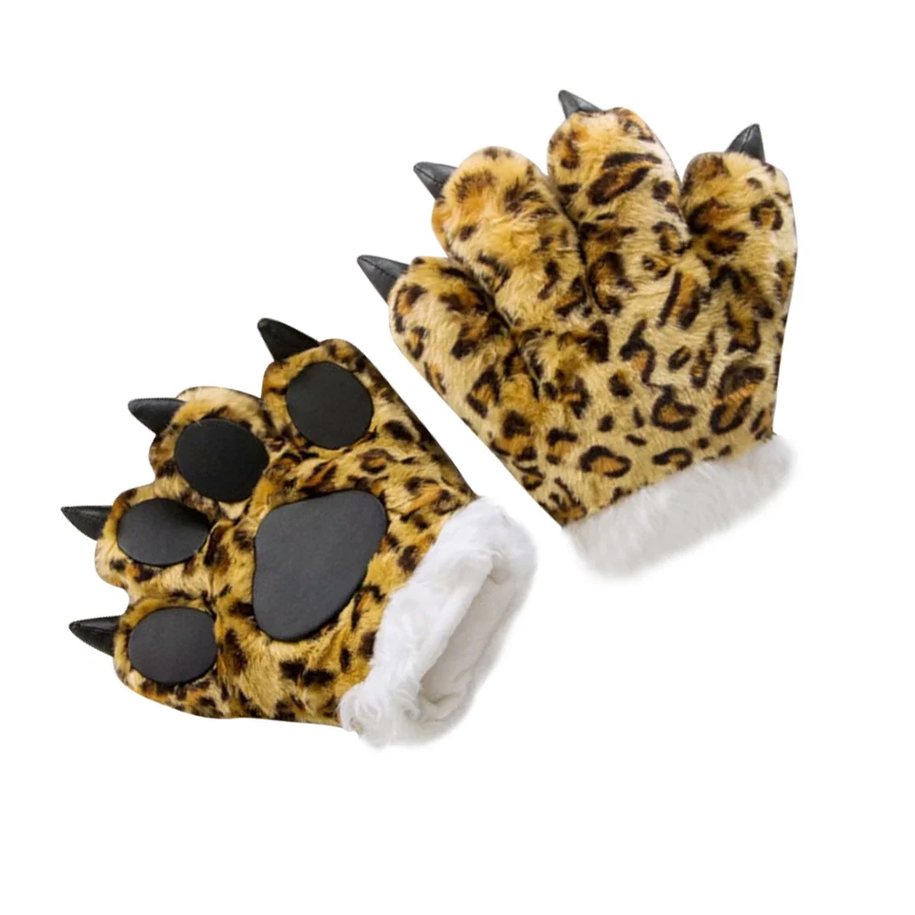 

Перчатки с пальмовыми лапами, животными, плюшкогтями, перчатка, лапы, кошка, тигр, костюм для косплея, мультяшный медведь, имитация пушистых варежек, зима