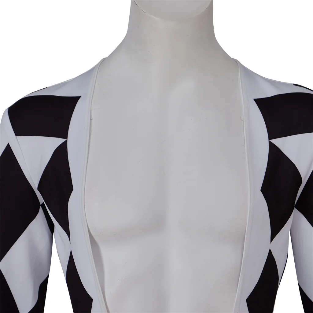 Cosplay Costume Freddie Mercury Cosplay Costume Black And White Jumpsuit Lead Vocals Singer Jumpsuit Stage Performance Bodysuit Costume