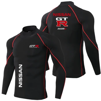 T-shirt sportiva da corsa da uomo autunno/inverno 20225, top di compressione a maniche lunghe fitness traspirante stampato NISSAN 1