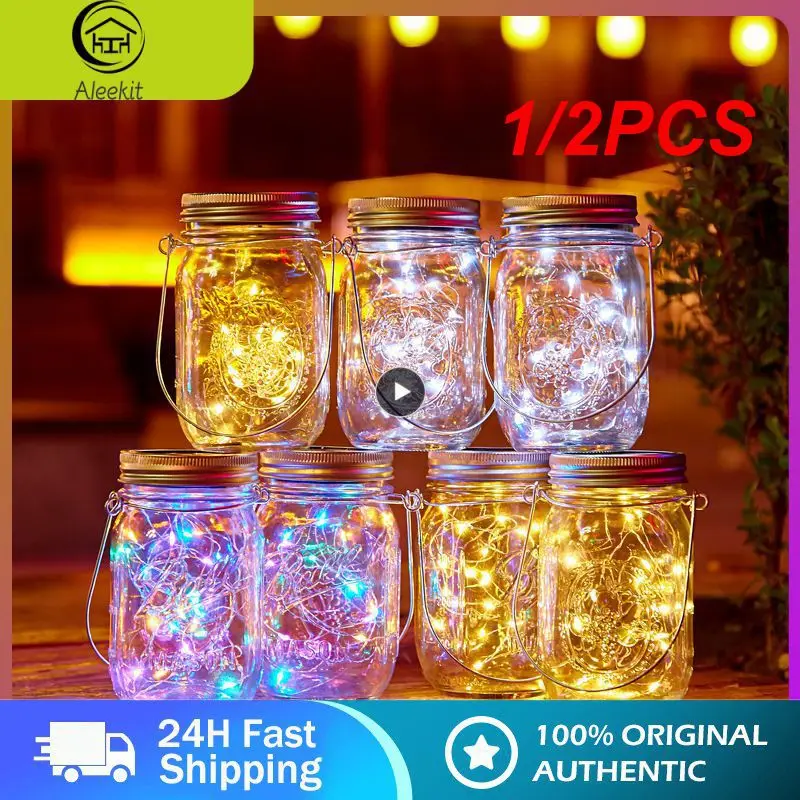 

1/2PCS Solar Power Mason Jar Lid Lights 2M 20 LEDs Fairy Firefly Jar Lids Lamp for Holiday Party Christmas Patio Lawn Garden