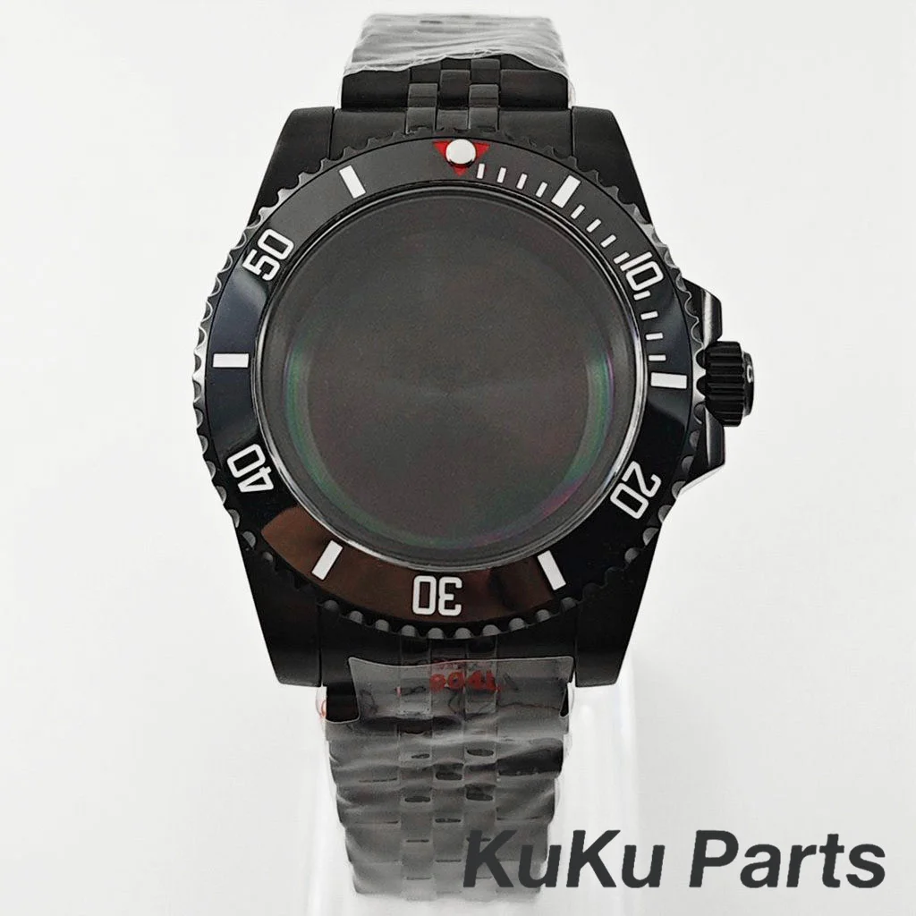 Black Purple GMT Bezel Watch Case with PVD Black Jubilee Bracelet and Sapphire Crystal