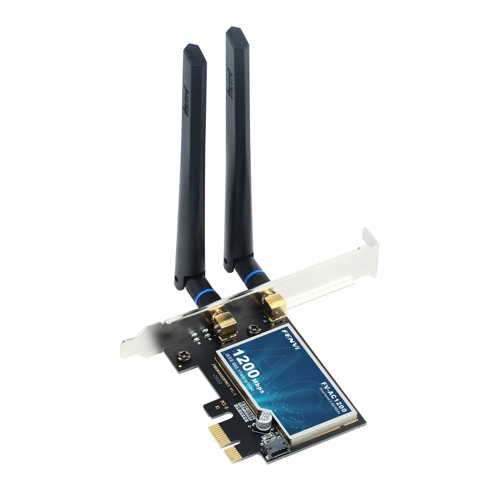 Tarjeta WiFi Bluetooth de escritorio AC1200Mbps, adaptador de red PCIe WiFi  inalámbrico 5GHz/2,4 GHz, tarjeta de red PCI Express de banda Dual