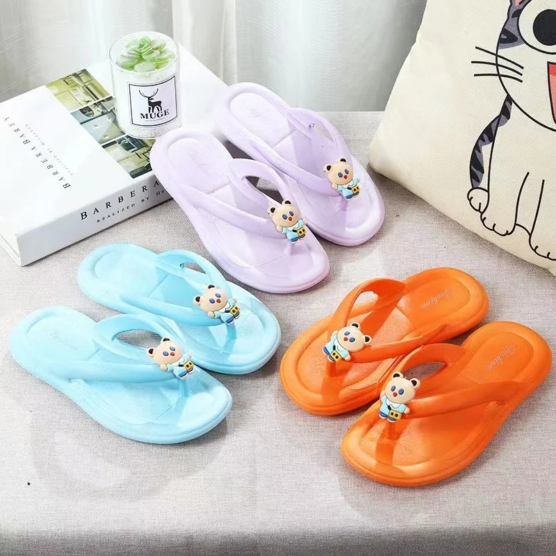 New Summer Baby Boys Girls Slippers Children PVC Cartoon Bear Print Soft Flips Flops Beachwear Outdoor Non-slip Kids Shoes 3