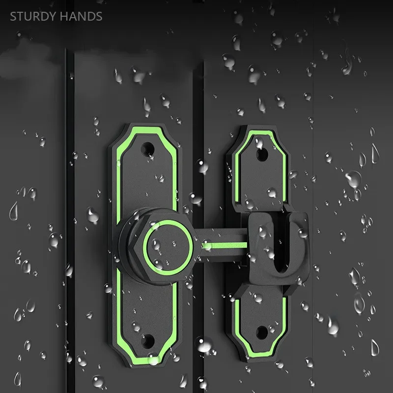 Glow-in-the-dark Door Clasp Zinc Alloy 90/180 Degree Dual-purpose Door Lock Home Barn Sliding Latch Indoor Safety Bolt