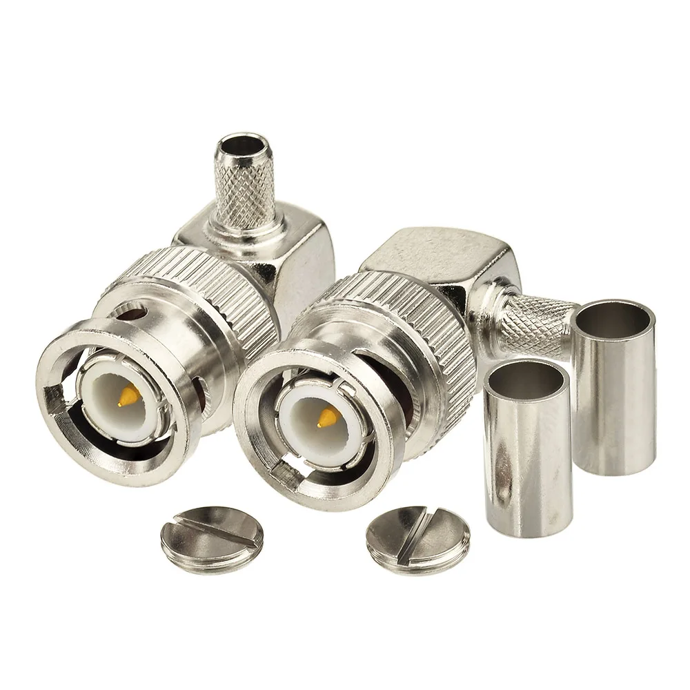 Superbat 90Deg BNC Male Right Angle Crimp RF Coaxial Connector for Cable RG58 LMR195 RG142 - Durable Electronic Component