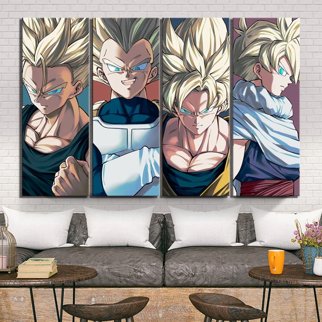 Quadro Decorativo Dragon Ball Z Goku Super Sayajin 5 Peças M20