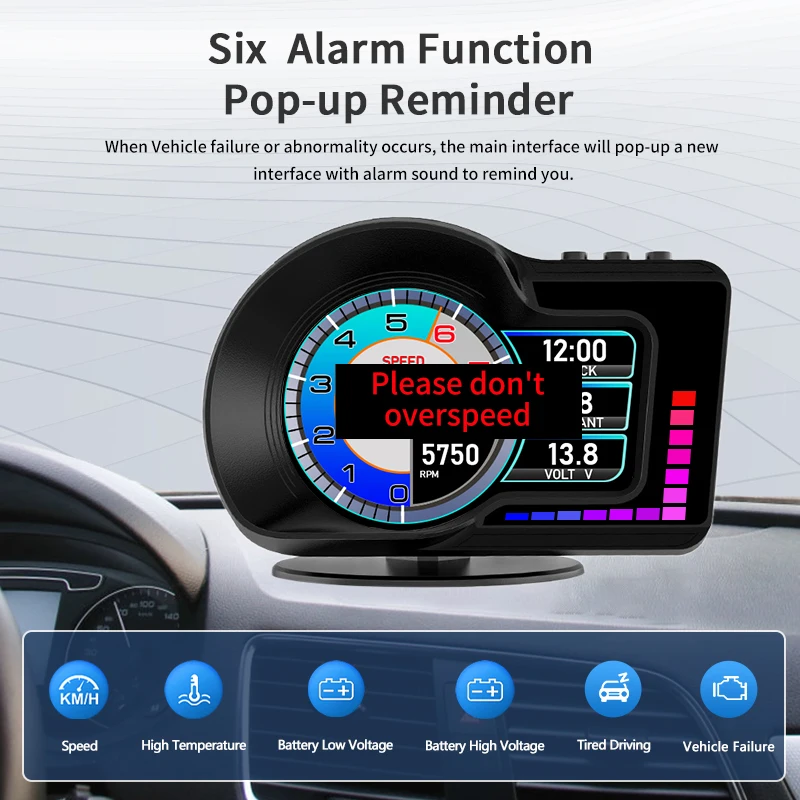 KWHUD HUD OBD2 ÷ º ǻ ڵ GPS ӵ µ 跮, ڴ Ÿ, ĺ, ޼ 2008 2024 ָ