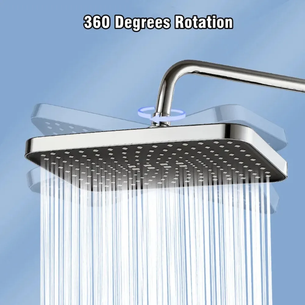 12 Inch High Pressure Top Spray shower head Larger Flow Supercharge Rainfall Showerhead 360&deg; Swivel Water Saving
