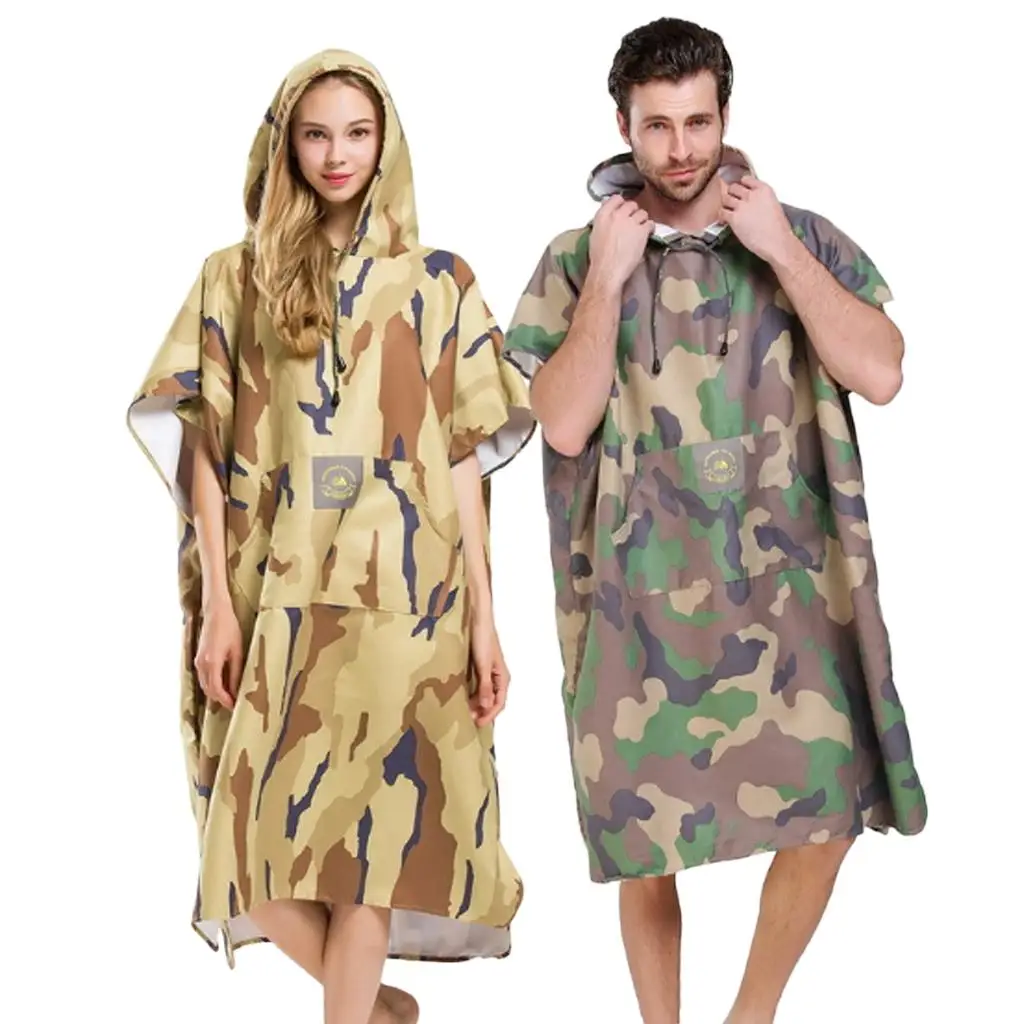 

Beach Surf Poncho, Wetsuit Changing Towel Robe with Hood for for Surfing Swimming Bathing Men and Women - 2 Colors Optional