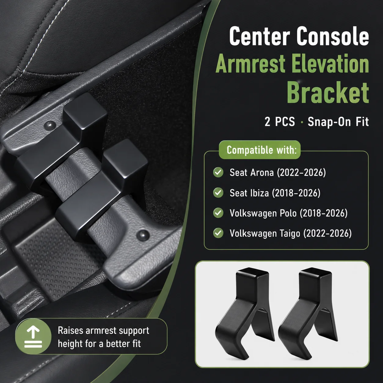 Adjustable Armrest Elevation Bracket Set (2 Pieces)