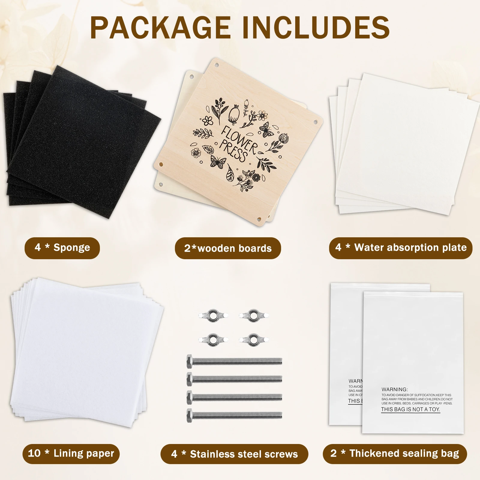 Flower Press Kit Wooden Professional Flower Leaf Press Kit DIY Pressed Plant Preservation Reusable Tools flower press kit