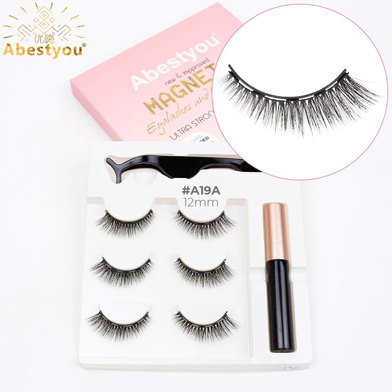 Abestyou Cat Eye Mink Natural 3d Short Magnetic Eyelashes And Eyeliner Kit fornecedores para brasil fake eyelashes