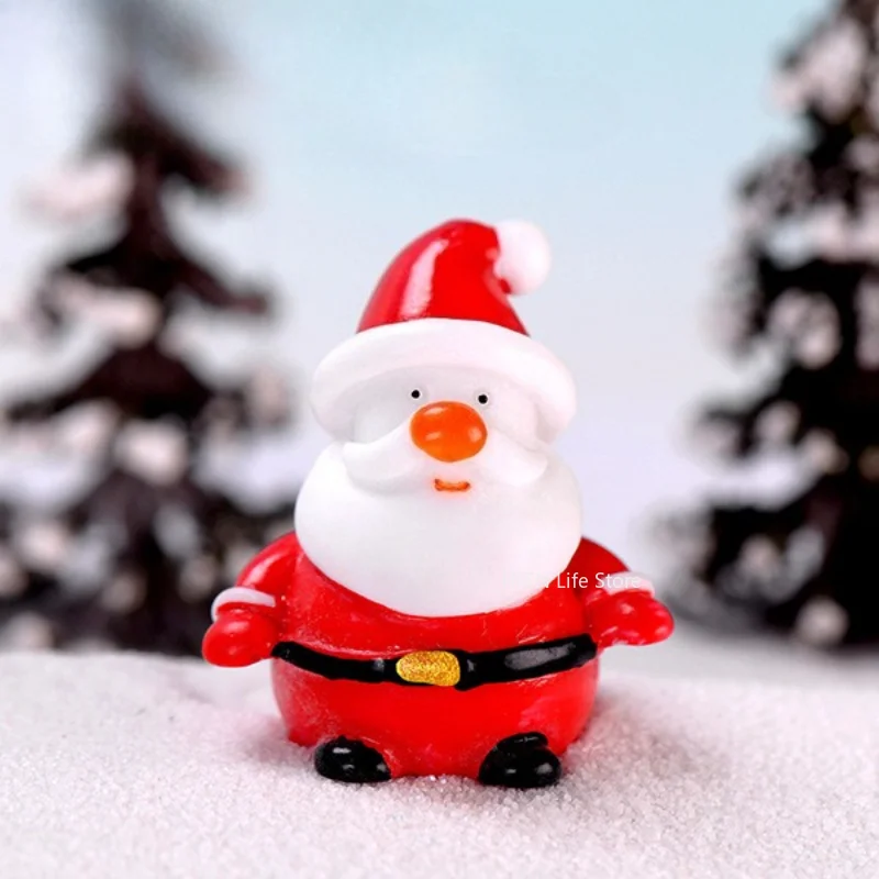 2025 Miniatures Christmas Tree Ornaments Reindeer Figurine Elk Santa Claus Moose Decoration Home New Year Xmas Gift Box Decor