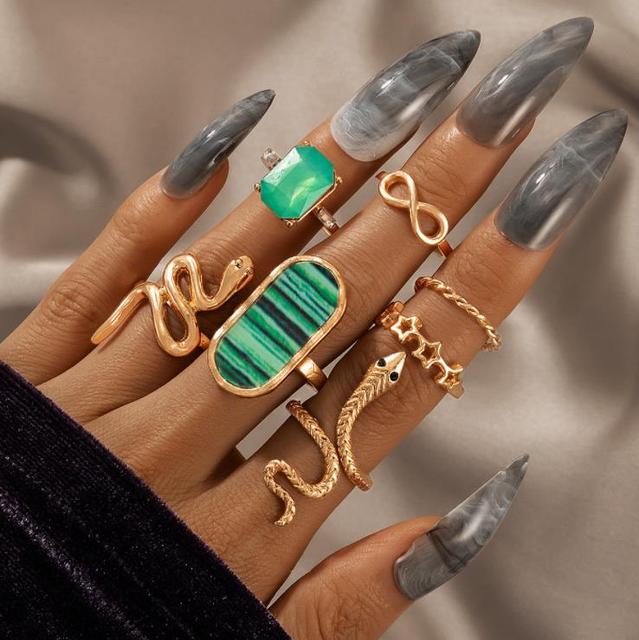 Snake Heart Ring Set Teen Girls Matching Rings for Women Anillos Jewelry Sets Bague Femme Ringen Fashion Gift