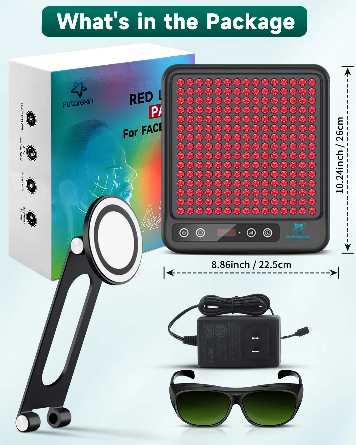 Astarexin Red Light Therapy Panel Device LED Facial Anti-inflammatory Skin Care Light 660nm850nm Lamp for Anti-Aging Pain Relief led skin care machine